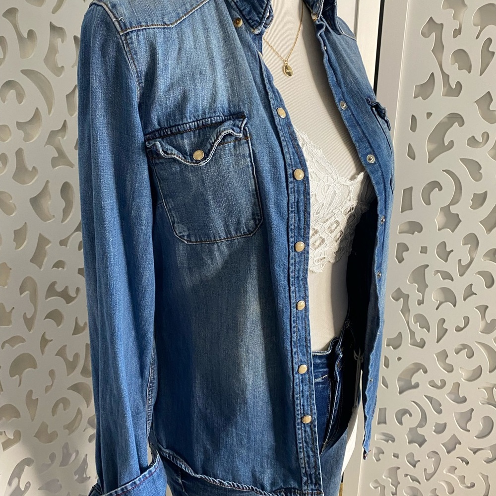 Chambray Denim Button Up - image 6